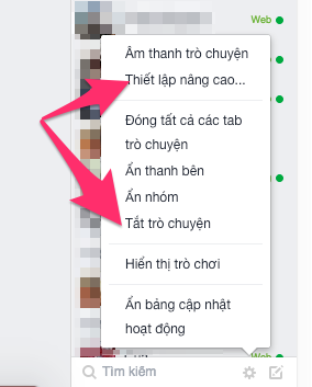 tuỳ chọn chat facebook