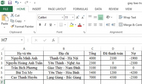 Cách đóng dấu ngoặc đơn và bôi đỏ đối với số âm trong bảng tính Excel