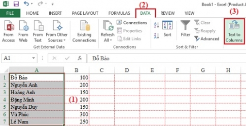 Tách dữ liệu từ một cột thành hai cột trên Excel nhanh chóng và hiệu quả