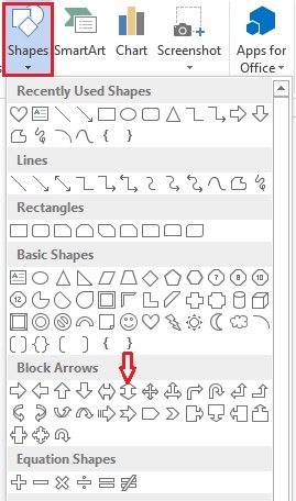 Cách chèn nhanh chóng đối tượng Shapes trong Word 2013