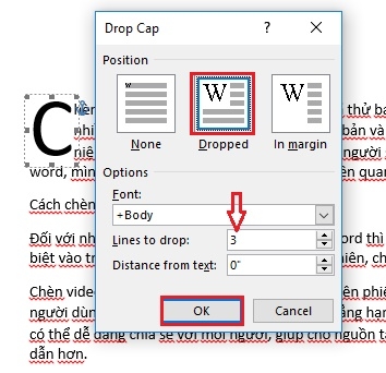 Cách tạo chữ cái lớn đầu dòng dễ dàng trong văn bản Word 