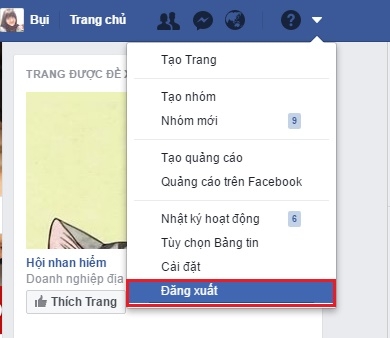 Cách đăng xuất tài khoản Facebook của mình trên máy tính