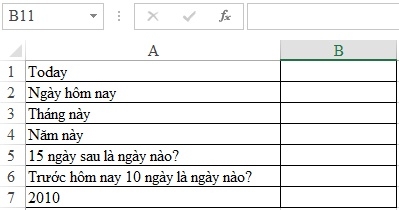 Xem ngày tháng năm hiện tại bằng hàm TODAY trong Excel