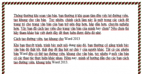 Các bước tạo đường viền, tạo khung đơn giản trên Word 2013