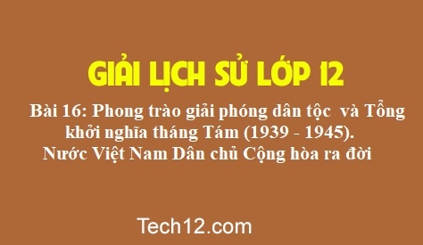 Giải bài 16: Phong trào giải phòng dân tộc và tổng khởi nghĩa tháng Tám (1935 – 1945). Nước Việt Nam dân chủ cộng hòa ra đời.