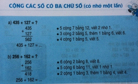 Giải bài cộng các số có ba chữ số (có nhớ một lần)