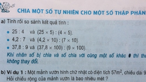 Giải bài Chia một số tự nhiên cho một số thập phân