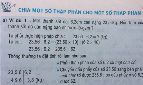 Giải bài Chia một số thập phân cho một số thập phân