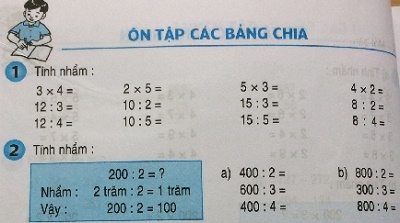 Giải bài ôn tập các bảng chia