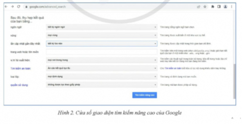 Giải Tin học 11 định hướng Tin học ứng dụng Cánh diều bài 2 Thực hành một số tính năng hữu ích của máy tím kiếm