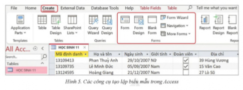 Giải Tin học 11 định hướng Tin học ứng dụng Cánh diều bài 4 Các biểu mẫu cho xem và cập nhập CSDL