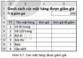 Giải Tin học 8 Kết nối bài 5 Sử dụng bảng tính giải quyết bài toán thực tế