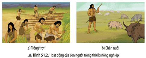 Đọc đoạn thông tin và quan sát Hình 51.2, hãy cho ví dụ về hoạt động của con người có tác động tới môi trường trong xã hội nông nghiệp bằng cách hoàn thành bảng dưới đây.