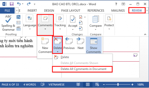 Hướng dẫn sử dụng comment trong Word