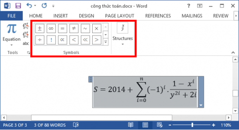 Hướng dẫn chèn công thức toán học vào Microsoft Word