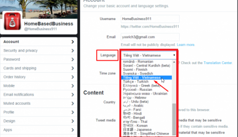 Hướng dẫn thay đổi ngôn ngữ từ Tiếng Anh sang Tiếng Việt trong Twitter