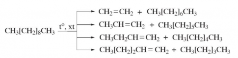 Người ta sử dụng giải pháp nào để tăng hàm lượng các hydrocarbon mạch ngắn (xăng) trong sản phẩm chưng cất dầu mỏ so với thành phần các chất này có trong dầu thô ban đầu? Viết công thức phân tử của một số sản phẩm tạo thành khi...