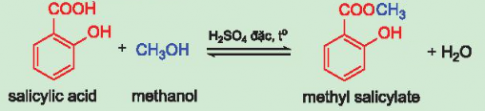 Methyl salicylate là hợp chất thuộc loại ester được dùng làm cao dán giảm đau, kháng viêm ngoài da. Methyl salicylate được tổng hợp từ phản ứng ester hóa giữa salicylic acid và methanol. Hãy hoàn thành phương trình hoá học...