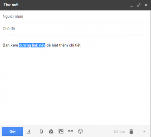 Cách chèn đường link vào nội dung thư gmail