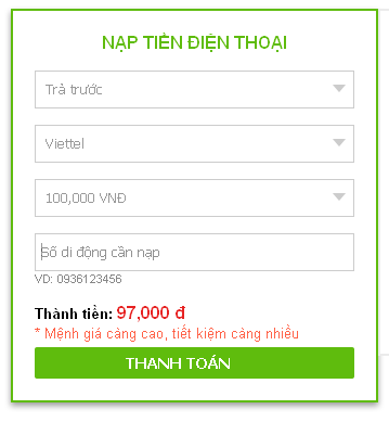 Nộp tiền điện thoại thông qua tài khoản ngân hàng nhanh chóng, tiện lợi