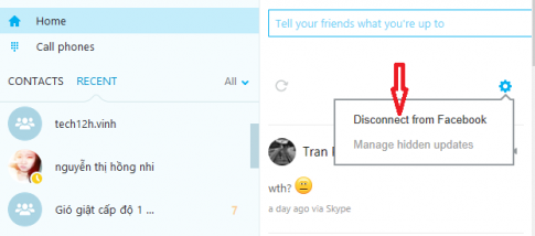Làm thế nào hủy bỏ kết nối Facebook trên Skype
