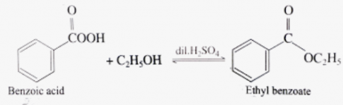 Ethyl benzoate là hợp chất chính tạo mùi thơm của quả anh đào (cherry). Hãy viết phương trình hoá học của phản ứng tổng hợp ethyl benzoate từ carboxylic acid và alcohol tương ứng.