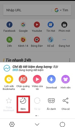 Cách bật chế độ ban đêm trên UC Browser trên điện thoại Android