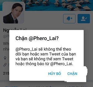 Hướng dẫn cách  chặn một ai đó trên Twitter