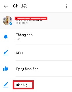 Cách đặt biệt danh Facebook messenger trên điện thoại Android