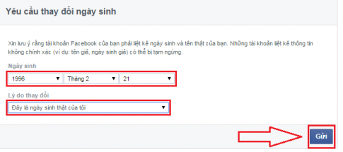 Thay đổi thông tin ngày sinh trên facebook