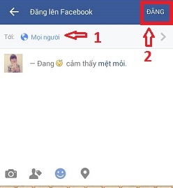 Cách chia sẻ tâm trạng ngắn gọn trên Facebook bằng điện thoại Android.