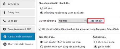 Cách xóa lịch sử tin nhắn trong Skype