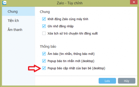 Cách tắt thông báo khi có người online Zalo trên máy tính