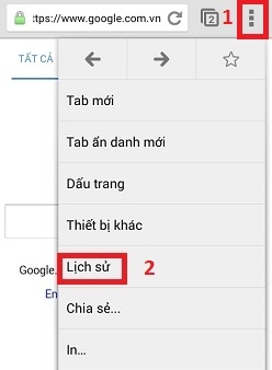 Cách xem lại và xóa lịch sử trình duyệt Chrome trên điện thoại Android