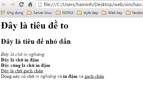 Học HTML- Các thẻ HTML định đạng văn bản [bài 3]