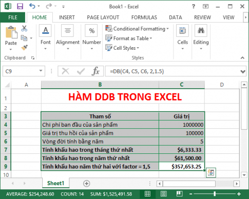 Một số hàm tính tiền tích lũy và khấu hao tài sản trong Excel