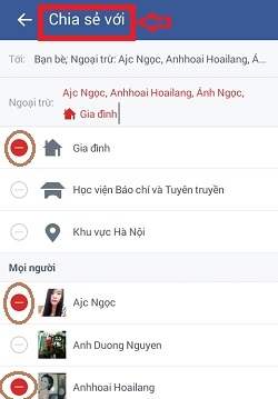 Cách đăng ảnh, status chỉ một số người biết bằng điện thoại Android