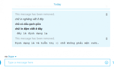 Cách viết chữ in đậm, in nghiêng, gạch chân trong skype