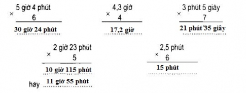 Giải vbt toán 5 tập 2 bài 126: nhân số đo thời gian với một số - Trang 55