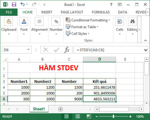 Hàm tính độ lệch chuẩn, xác suất và khấu hao trong Excel