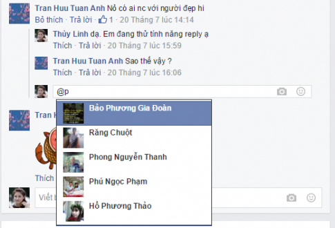 Cách tag tên bạn bè vào comment facebook