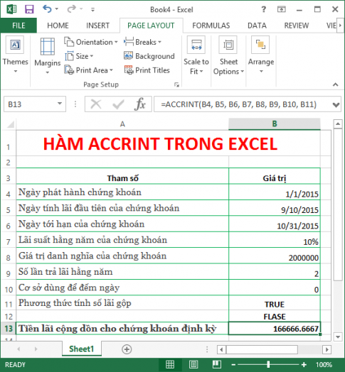 Hàm tính tiền lãi và khấu hao trong Excel