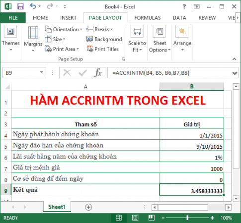 Hàm tính tiền lãi và khấu hao trong Excel