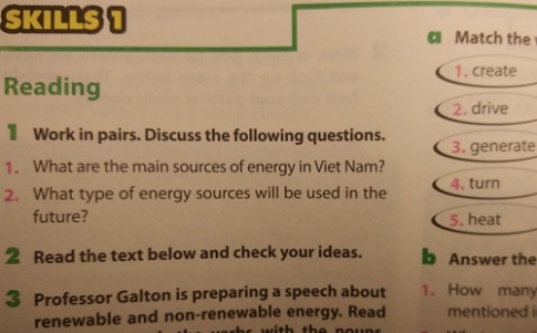Skills 1 Unit 10: Sources of energy