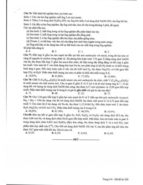 Thi THPTQG 2019: Đề thi và đáp án môn Vật lý mã đề 209