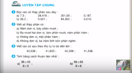 Giải bài Luyện tập chung sgk toán 5 trang 43