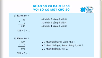 Giải bài nhân số có ba chữ số với số có một chữ số