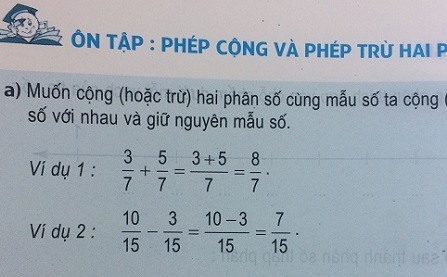 Giải bài ôn tập phép cộng và phép trừ hai phân số