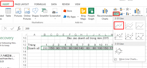 Hướng dẫn vẽ biểu đồ đường biểu diễn trong Excel 2013, có ví dụ minh họa