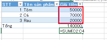 Cách sử dụng hàm Sum trong Excel 2013, có ví dụ minh họa